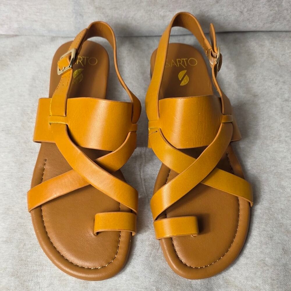 Franco Sarto Shoes Gia Sandals Brown Leather Flat Casual Comfort Women's  8